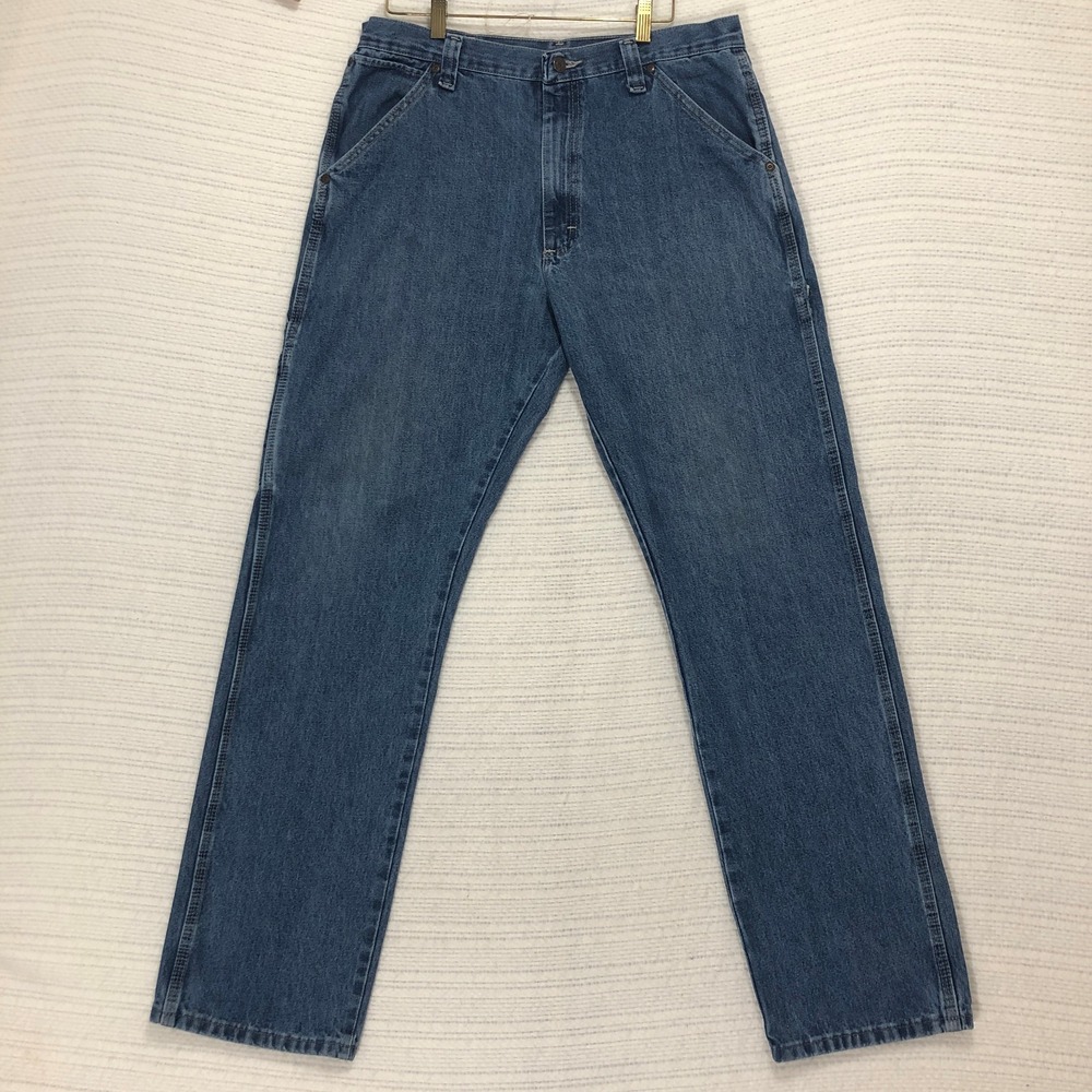 Wrangler‎ Carpenter Jeans Relaxed Fit Denim Work Pants Utility Blue Mens 34x34